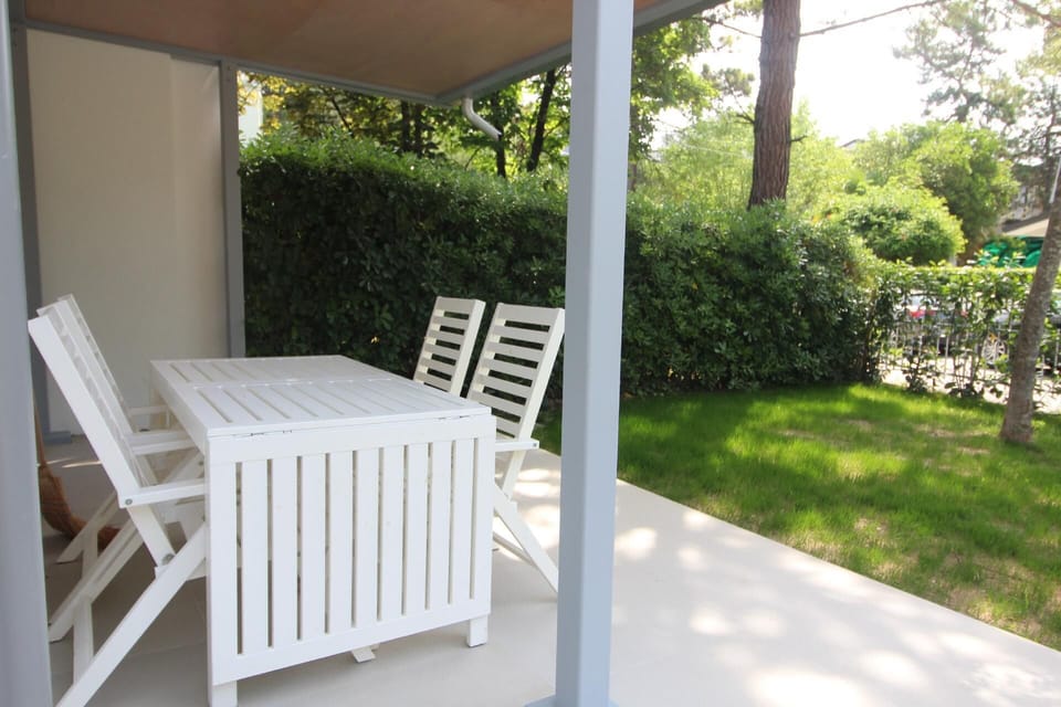 External view of the building. Patio