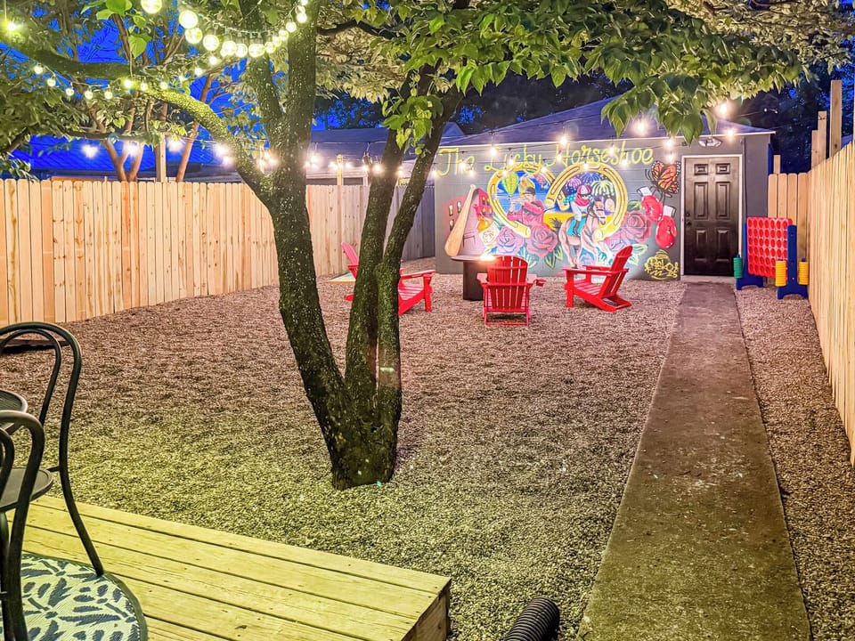 The yard is fully enclosed creating a private atmosphere.