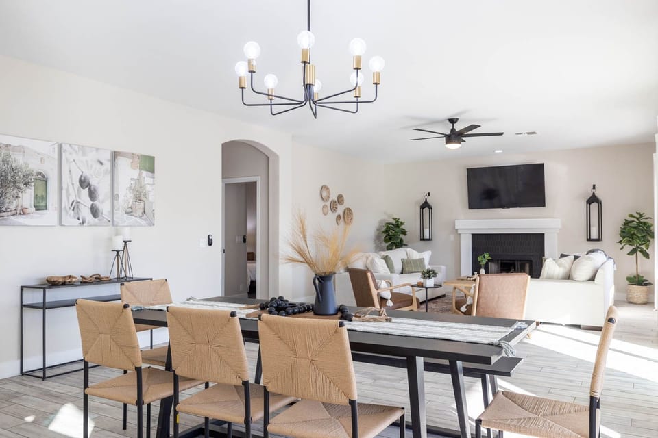 Dining table overlooking the living room
