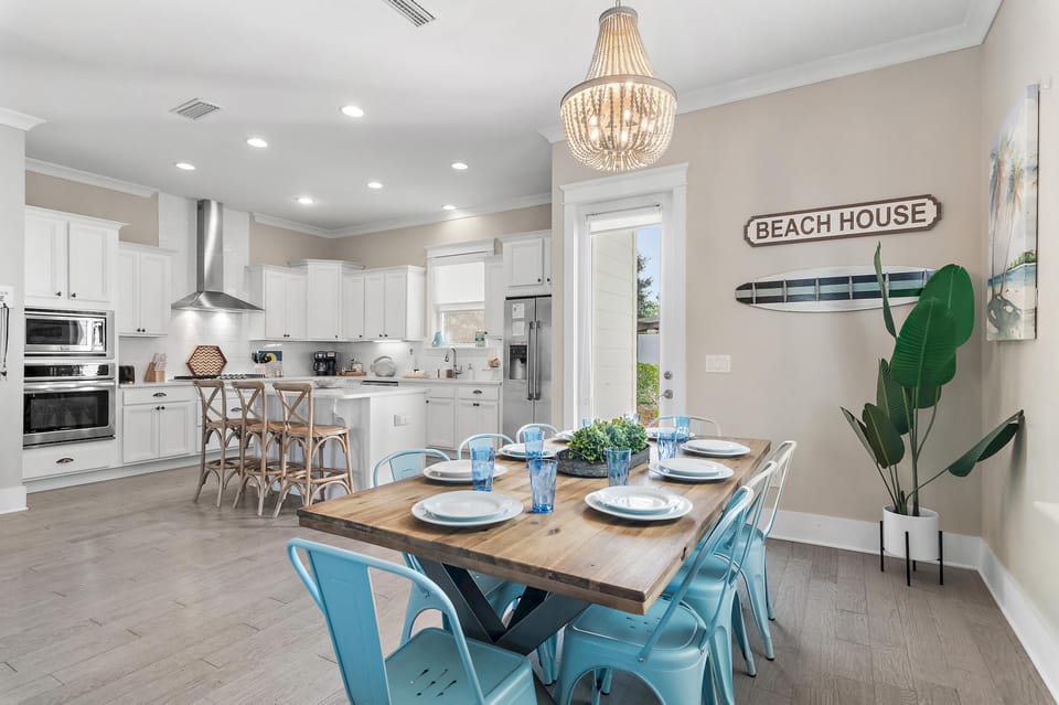 Bright, airy kitchen and dining area with modern charm