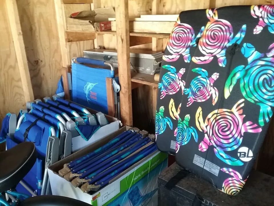 Shed stocked with beach chairs