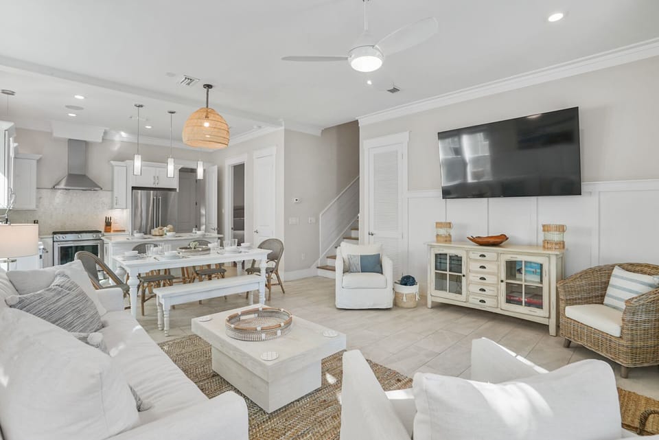 The main floor is fully furnished to accommodate the entire group for cooking, dining and entertainment.