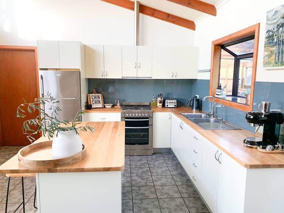 The kitchen is well equipped for entertaining with friends