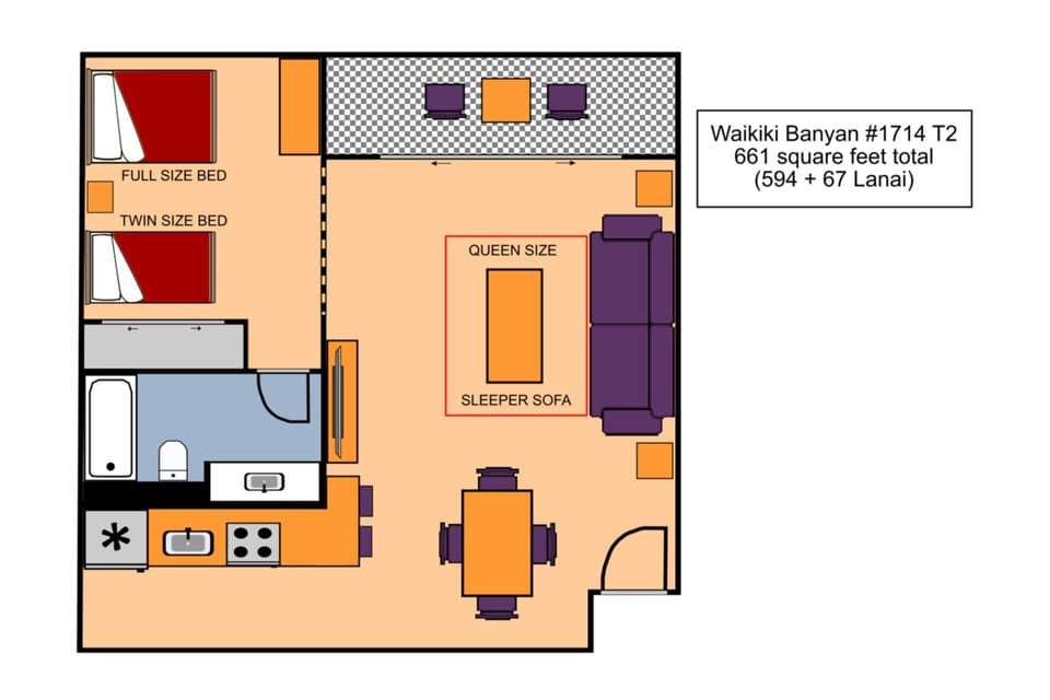 Waikiki Banyan #1714-T2 Floor Plan