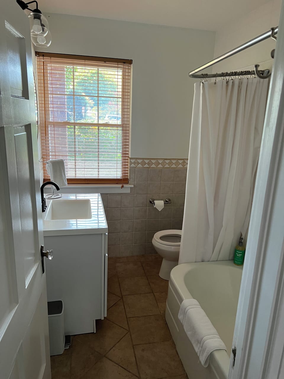 Downstairs bathroom with classic tub! 