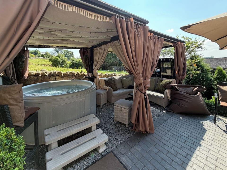 Beautiful covered living area with hot tub , perfect for all year round enjoyment | Cherry Cottage, Little Salkeld, near Penrith
