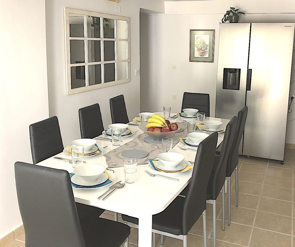 Indoor dining table with comfy chairs - so important to be comfortable! 