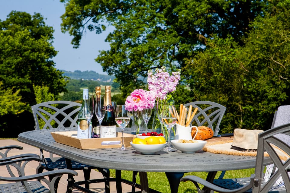 Rear gardens with patio and garden furniture