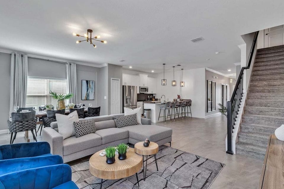living room with dining table