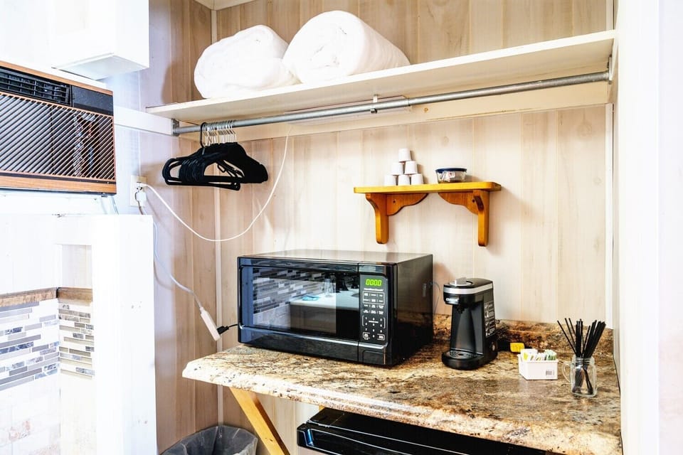 Microwave and coffee