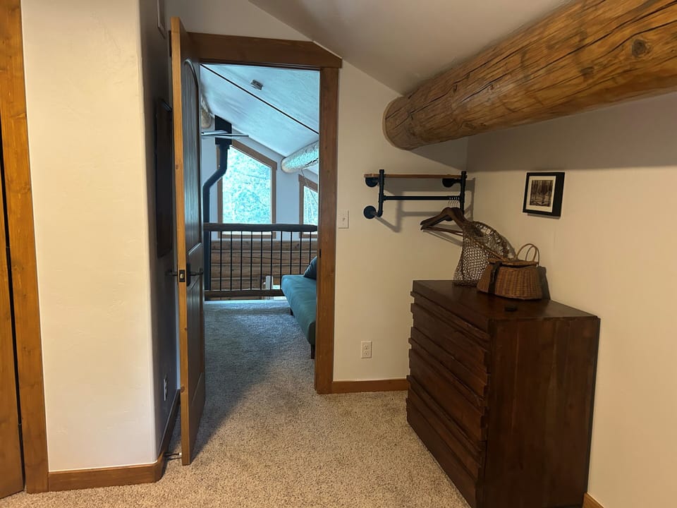 View from master bedroom out to landing/office area.