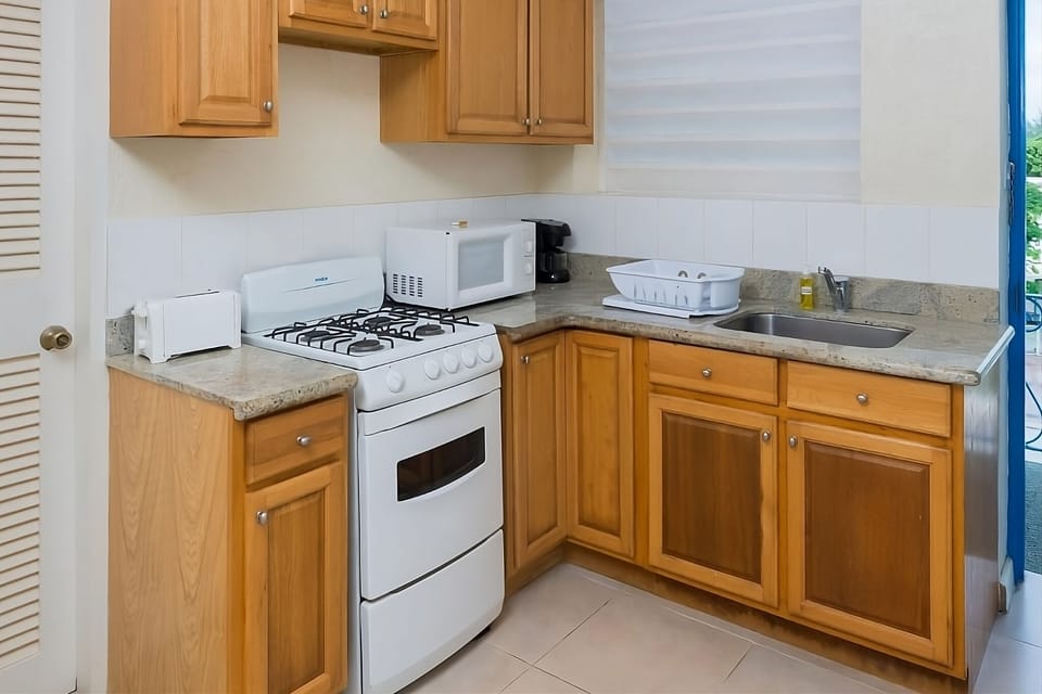 Cook easy meals with full-size appliances and generous counters.
