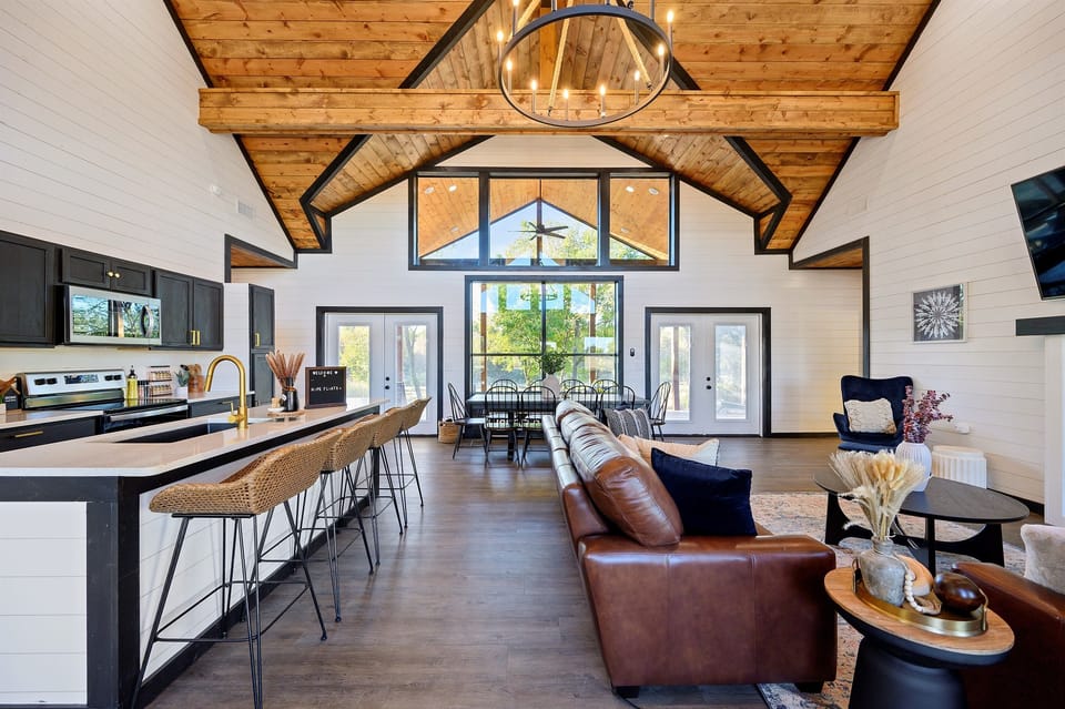 Open concept living and dining room