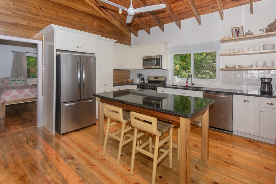 Incredible view of kitchen with large island seating