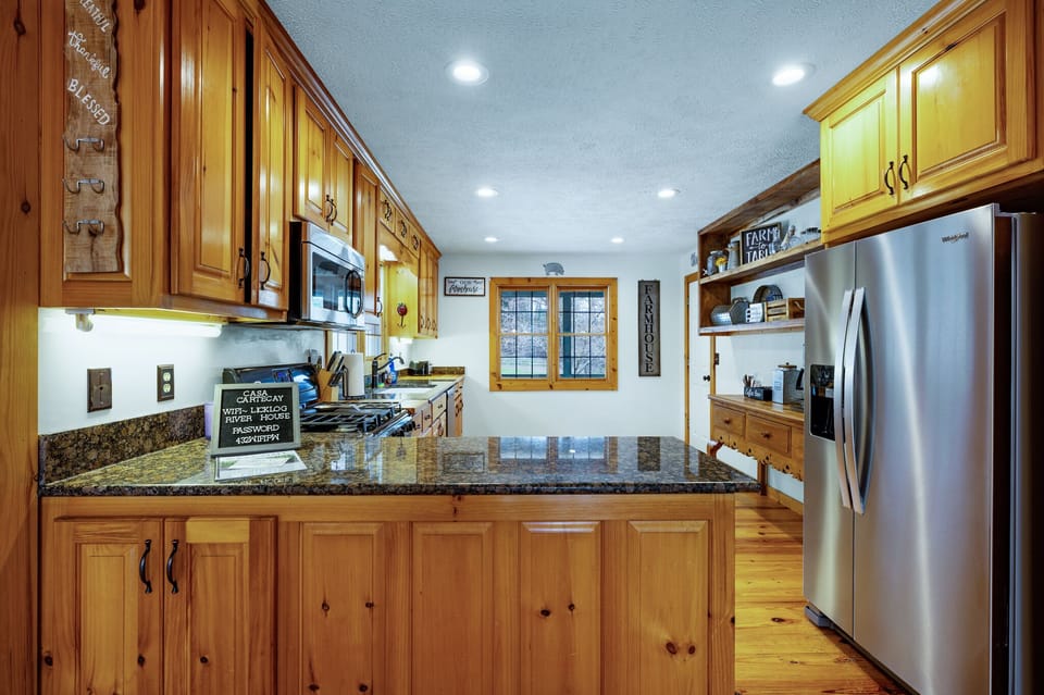 Large kitchen with gas stove and all the comforts of home
