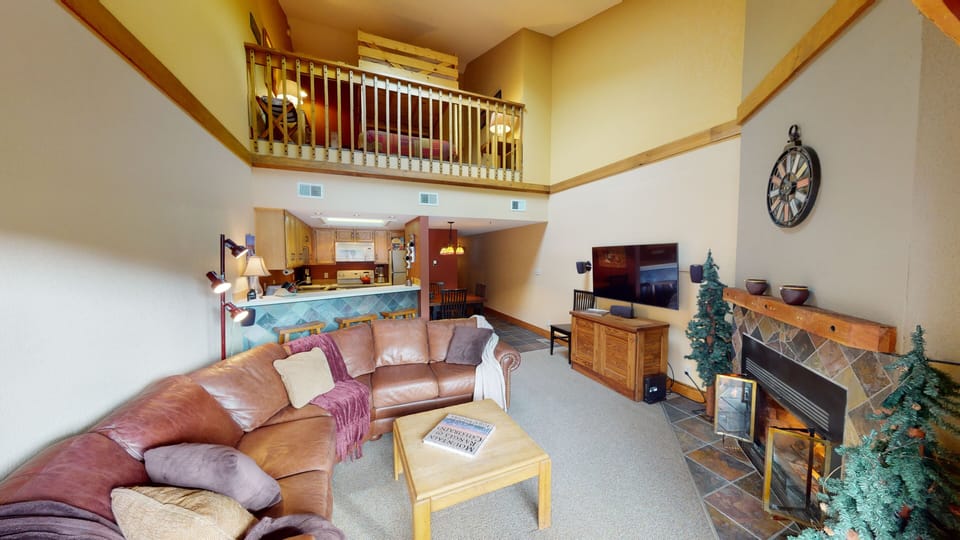 Living Area with Flatscreen, Leather Sectional - Living Area with Flatscreen, Leather Sectional