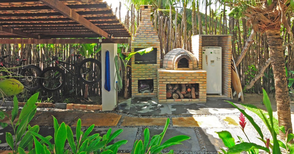 Parking for up to 3 cars, BBQ, and pizza oven, large fridge.