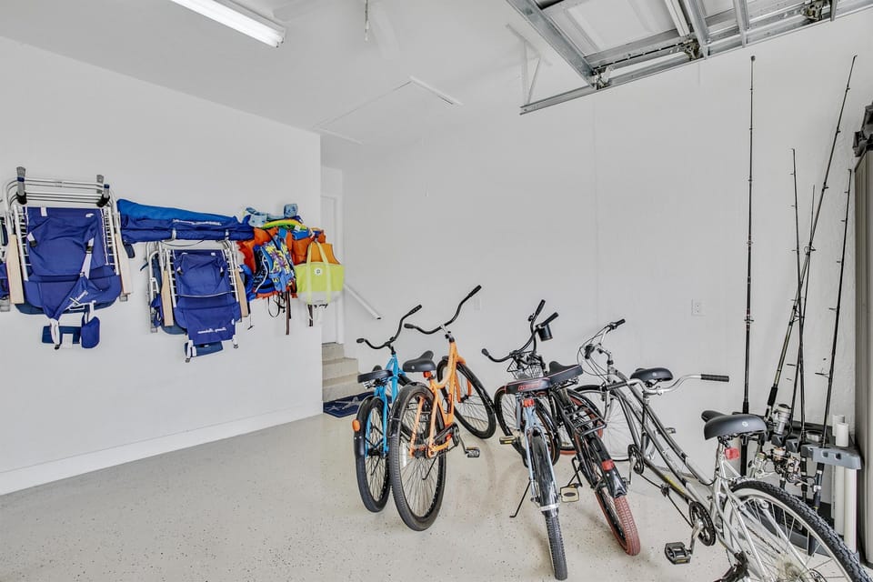 Beach chairs, umbrellas and bicycles available for guest use.