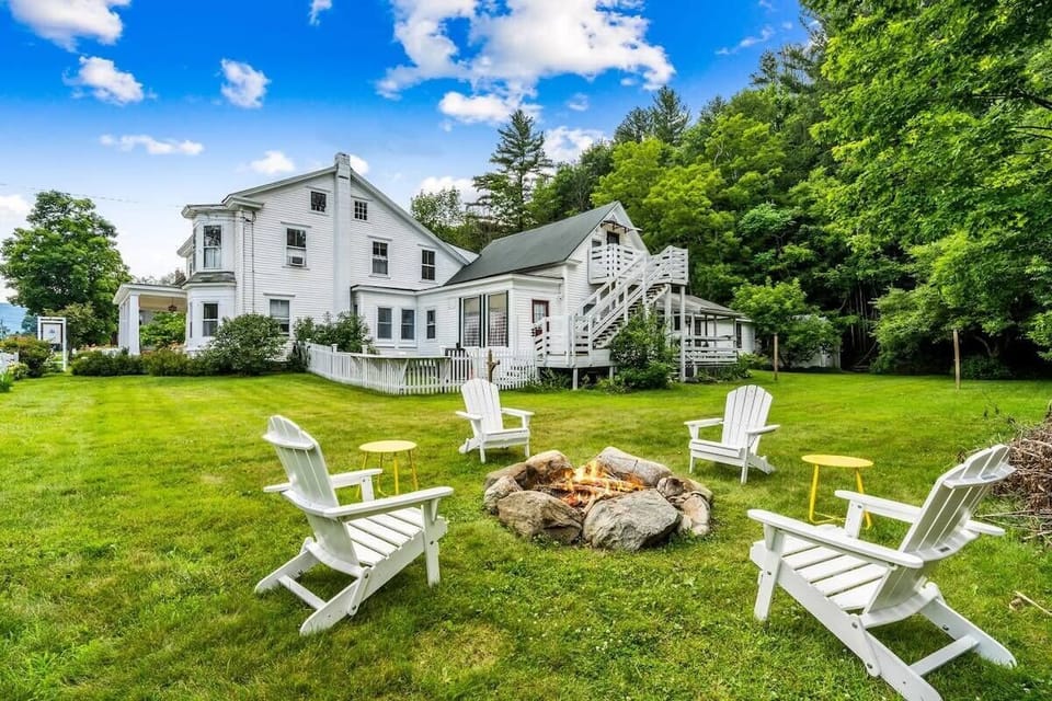 Large communal backyard and firepit