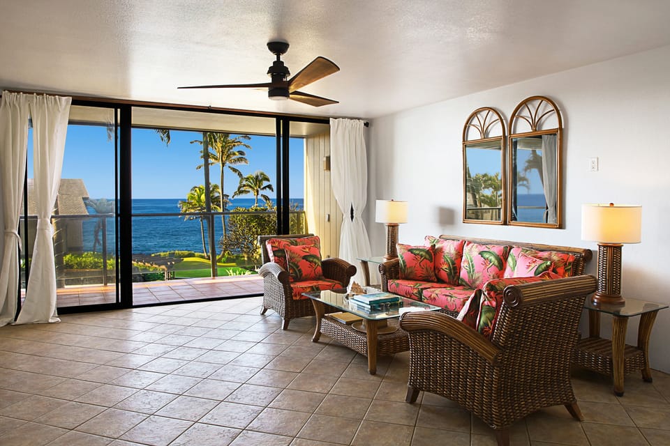 Living room and lanai.