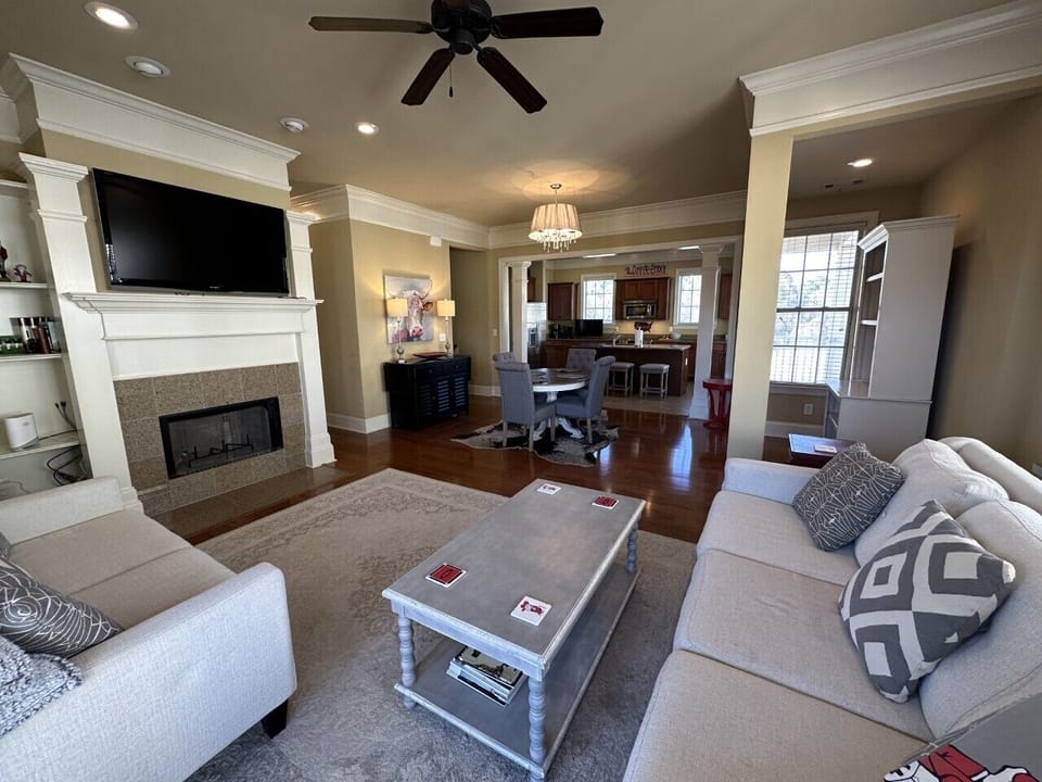 Living room with golf course view