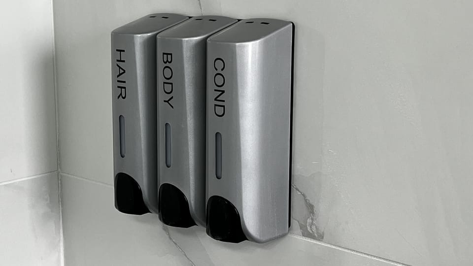 We provide toiletries such as shampoo, conditioner, shower gel and hand soap