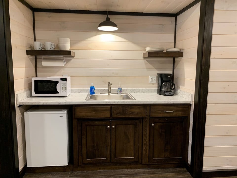 Kitchenette stocked with all the essentials.