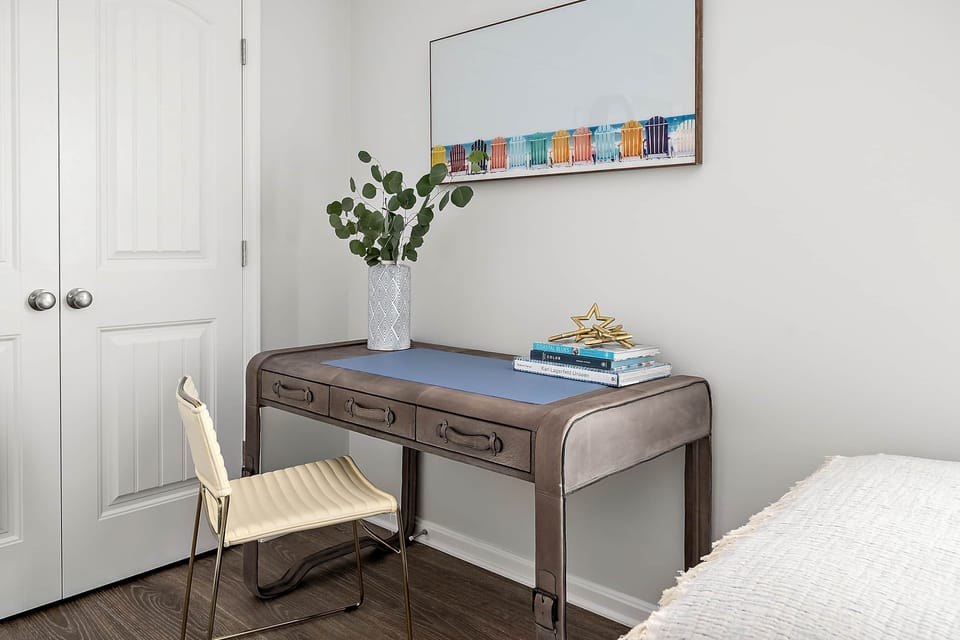 The upstairs desk enables the kids (and adults!) to work or play.