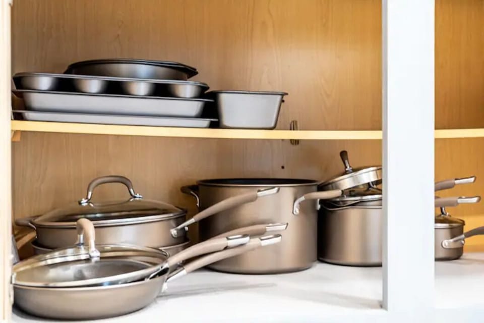 Full stocked pots and pans, etc..