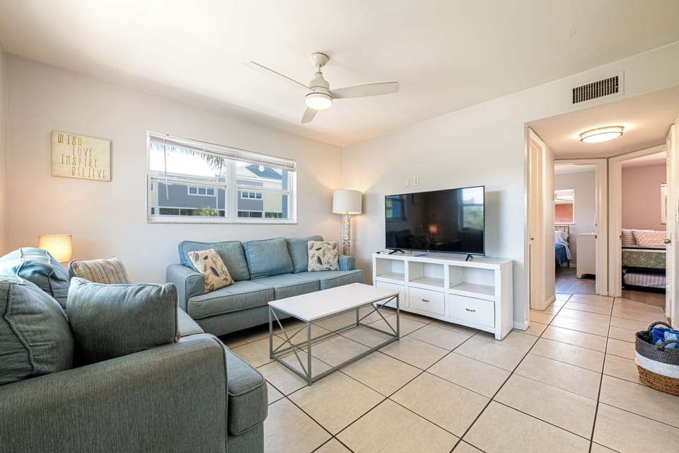 Living Room with Large Screen Smart TV