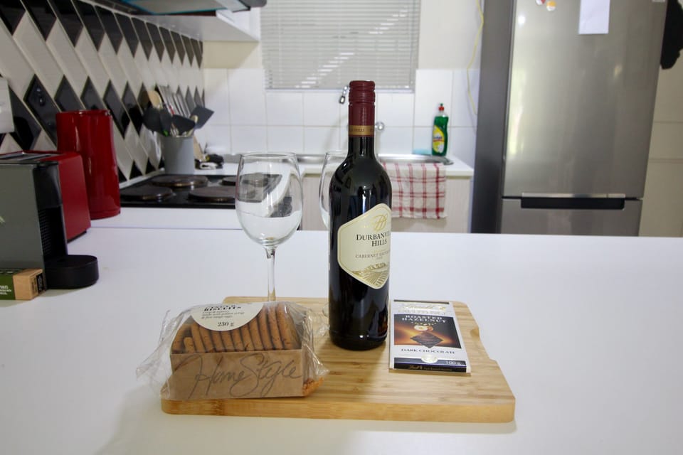 Complimentary bottle of wine, choccies and biscuits on arrival