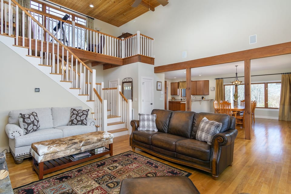 Open-concept living and dining area.
