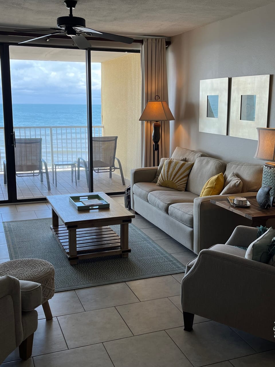 Living area with beautiful view of the gulf