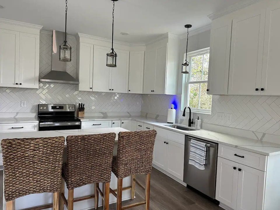 Fully stocked and updated kitchen for all your dining needs.