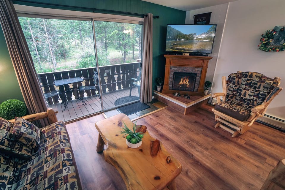 Living Room with Sliders to Deck