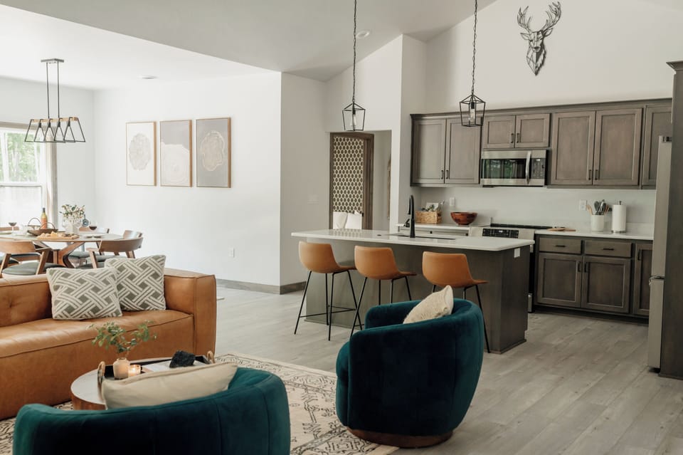 The open-concept design living area allows you to change your settings quickly!