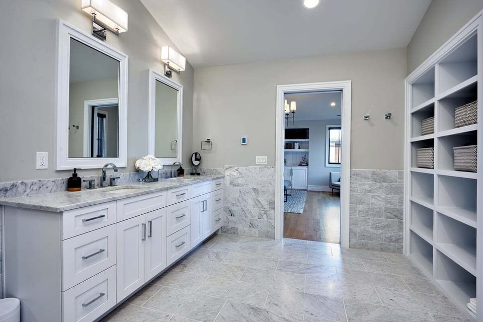 Master bath features double sinks