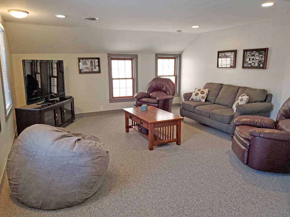 Plenty of comfortable seating, Netflix, and a Blu-Ray player for you to hang out