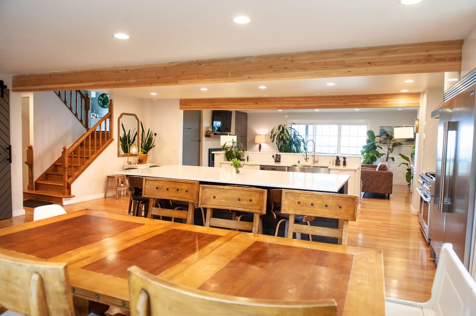 View from dining room, through kitchen to downstairs living room