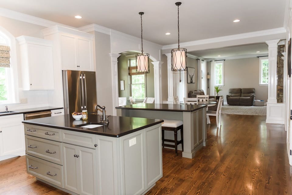 Kitchen, eating area, living room 