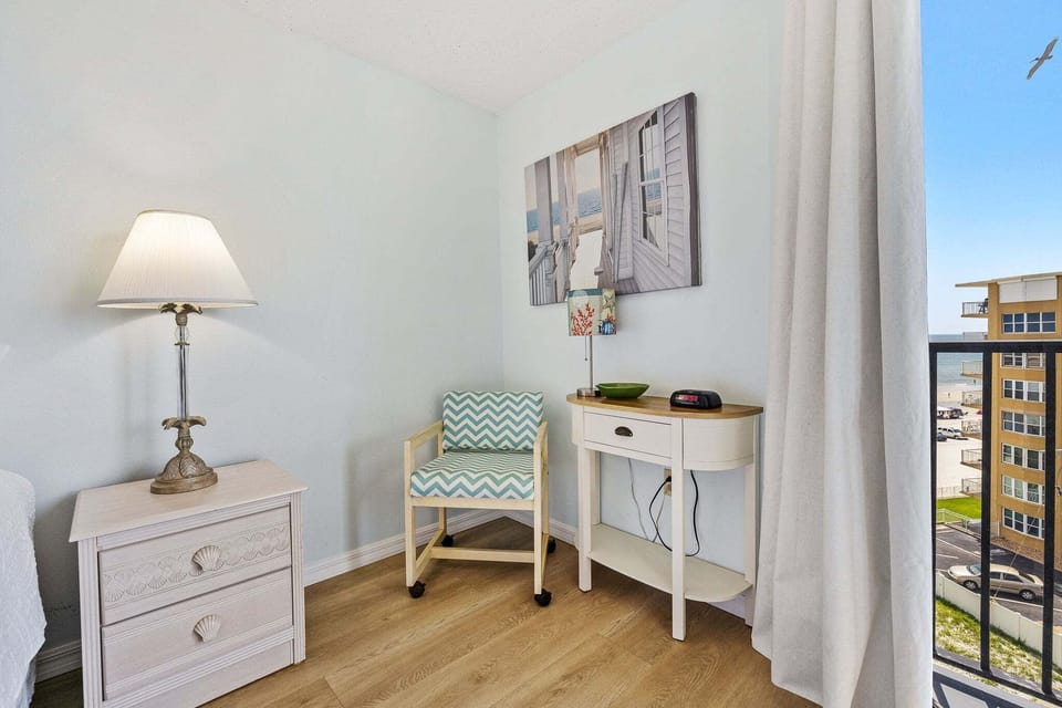 Catch up on work or unwind by the window with a cozy desk nook and beautiful ocean views.