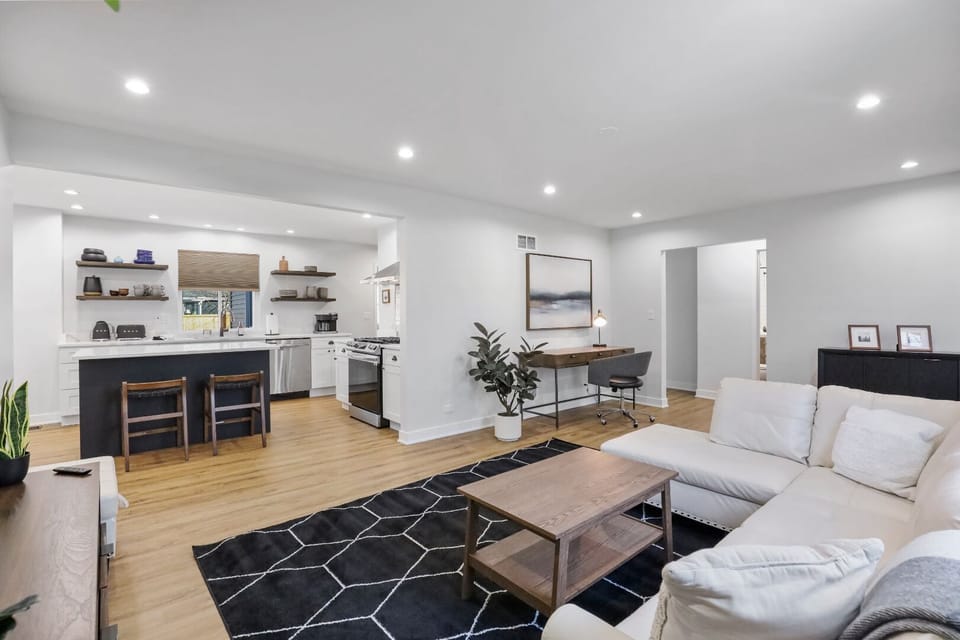 Open concept living and dining 
