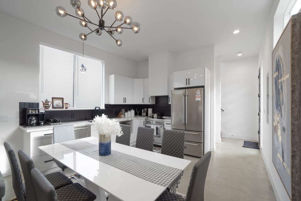 View of the kitchen from dining table