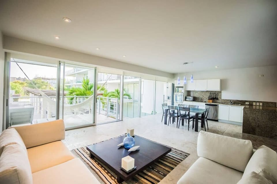 The main area of the apartment is luminous, spacious, and waiting for you