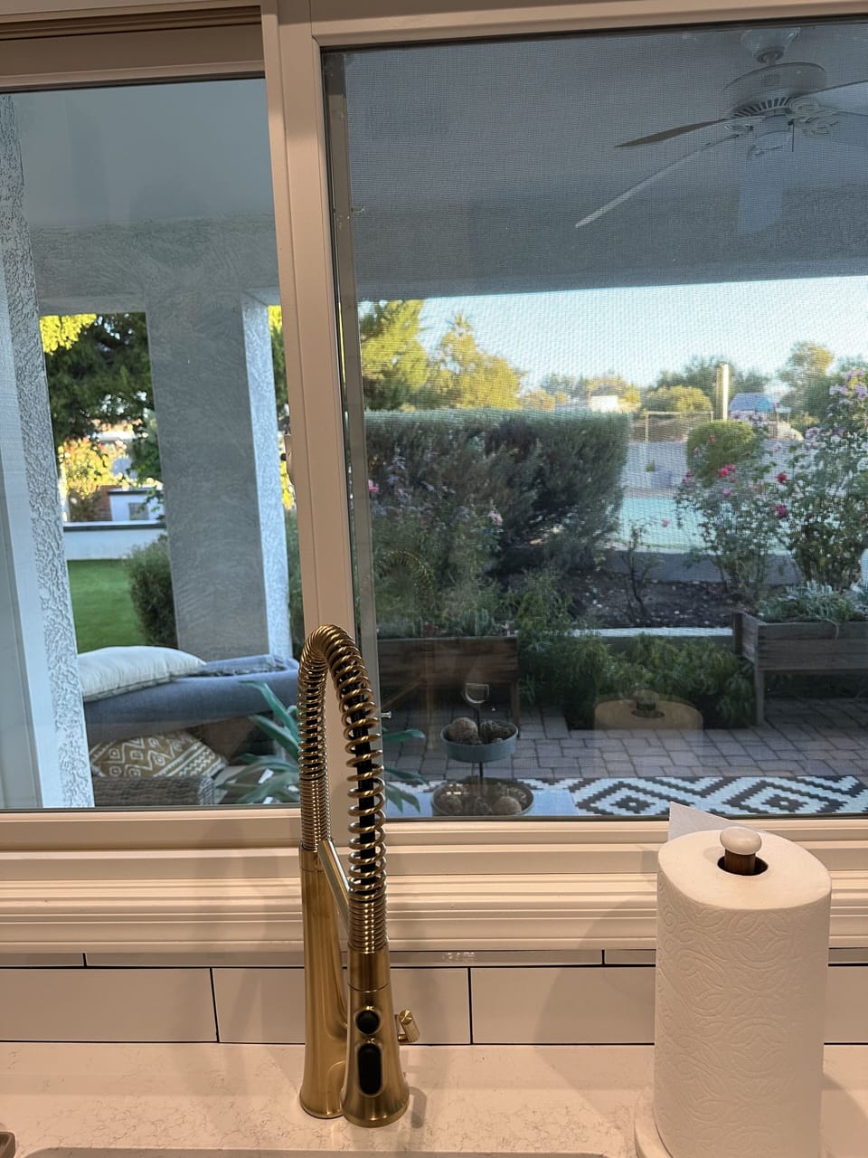 View from Kitchen to backyard