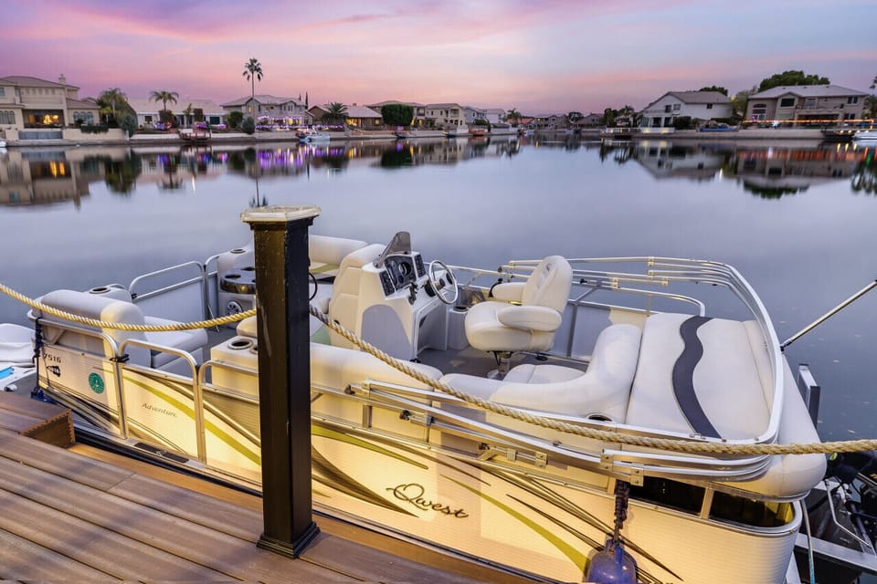 Pontoon Boat at Private Dock