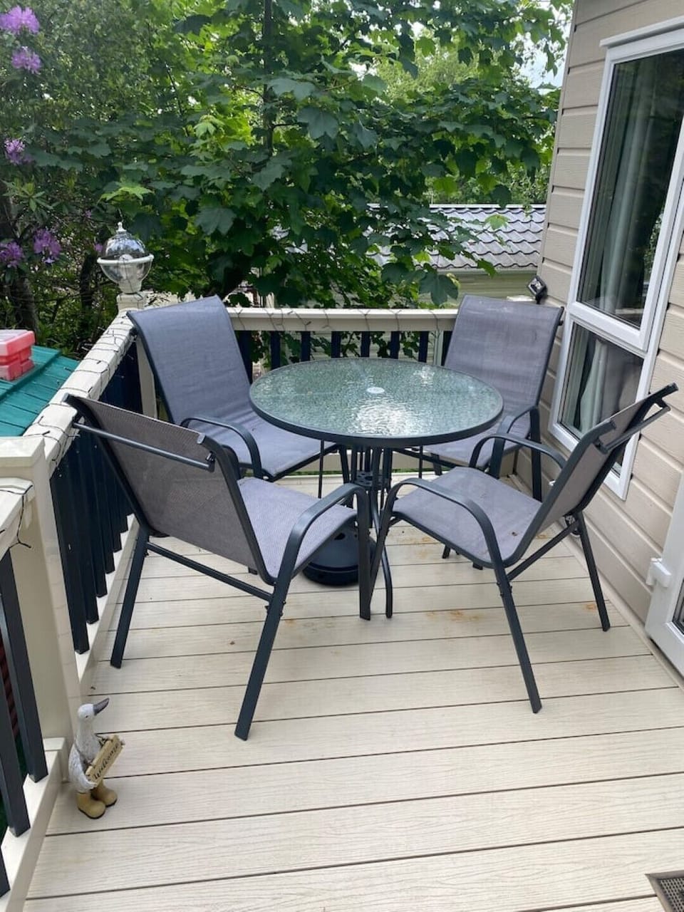 Garden furniture on decking out the back