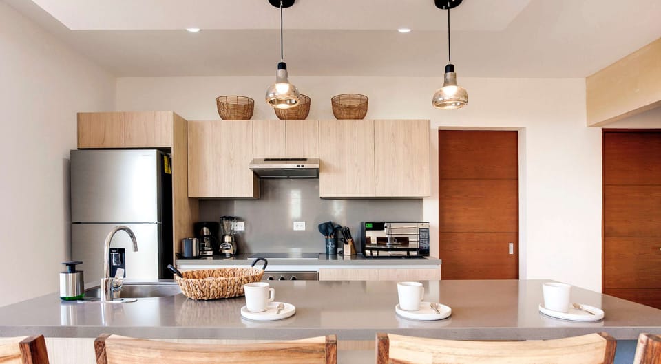 A fully-equipped kitchen with quality appliances