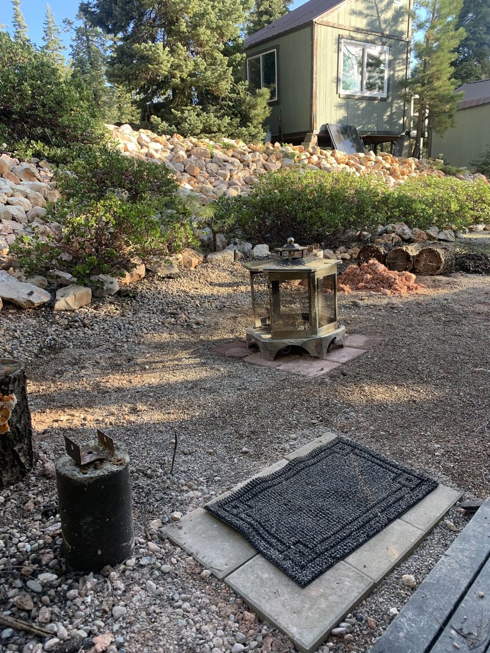 Unique fire pit and entrance to the main loft house. 