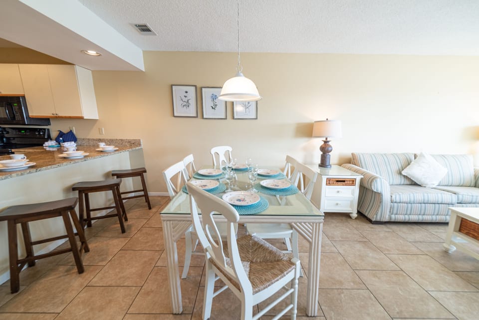 Enjoy a game of cards at the dining room table